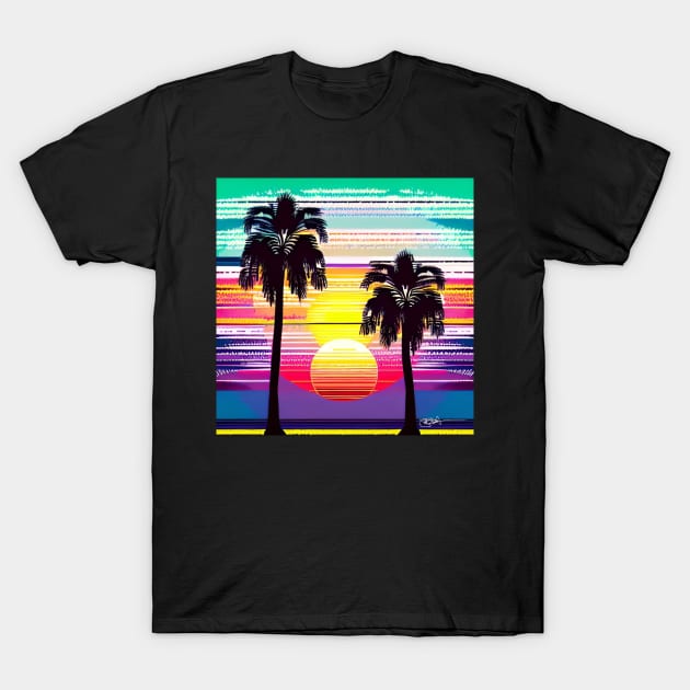 Retro 80s Summer Sun 7 T-Shirt by Benito Del Ray